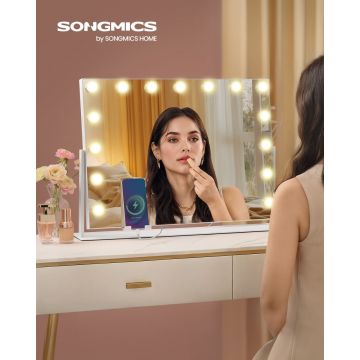 Oglinda de toaleta si machiaj V1 LED Songmics Alb 62.5x10x45.8 cm