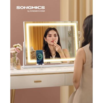 Oglinda de toaleta si machiaj V2 LED Songmics Alb 62.5x10x45.8 cm