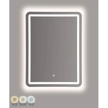 Oglinda decorativa cu LED, Mauro Ferretti, Simple Rectangular, 60x3.5x80 cm, argintiu