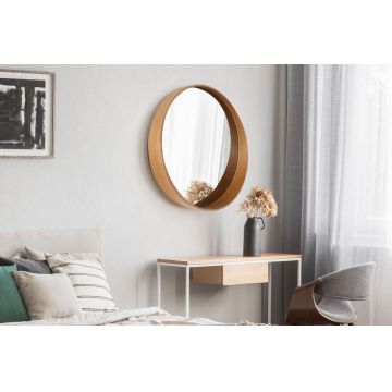 Oglinda decorativa, Hanah Home, Bias 60, MDF, Stejar