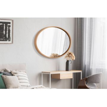 Oglinda decorativa, Hanah Home, Elips, 45x60x4 cm, 100% SOLID OAK WOOD, Stejar