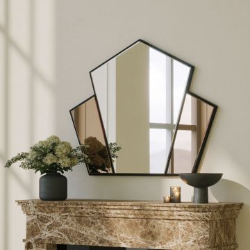 Oglinda decorativa, Hanah Home, Selfish, 95x76 cm, PAL, Argint / Bronz