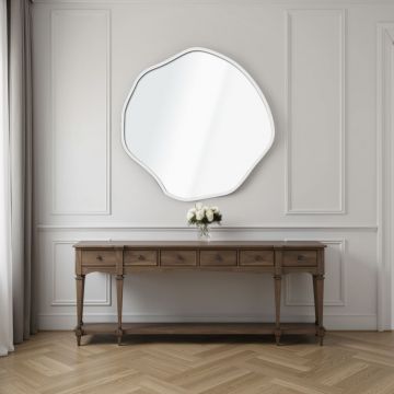 Oglinda decorativa, Lumisfera, Bowed 40 x 40, Alb