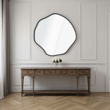 Oglinda decorativa, Lumisfera, Bowed 40 x 40, Negru