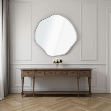 Oglinda decorativa, Lumisfera, Bowed 60 x 60, Argintiu