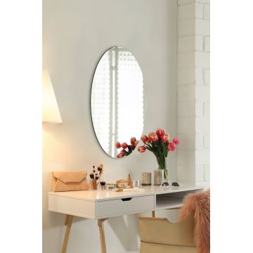 Oglinda decorativa, Mirrorland, Elliptical, Oglindă indestructibilă cu obturator, Argintiu