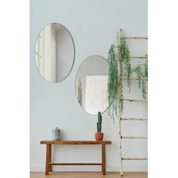 Oglinda decorativa, Mirrorland, Elliptical, Oglindă indestructibilă cu obturator, Argintiu