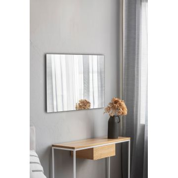 Oglinda decorativa, Mirrorland, Rectangular, Oglindă indestructibilă cu obturator, Argintiu