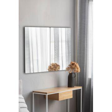 Oglinda decorativa, Mirrorland, Rectangular, Oglindă indestructibilă cu obturator, Argintiu