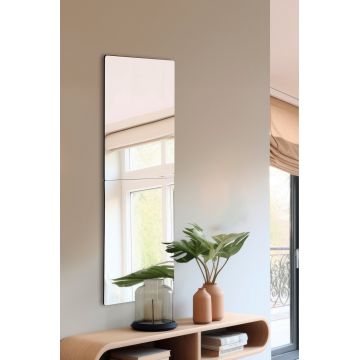 Oglinda decorativa, Mirrorland, Rectangular, Oglindă indestructibilă cu obturator, Argintiu
