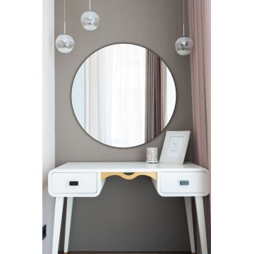 Oglinda decorativa, Mirrorland, Round, Oglindă indestructibilă cu obturator, Argintiu