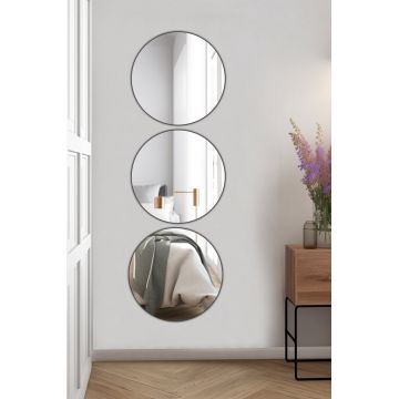 Oglinda decorativa, Mirrorland, Round, Oglindă indestructibilă cu obturator, Argintiu