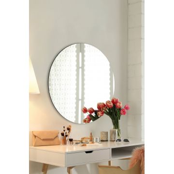 Oglinda decorativa, Mirrorland, Round, Oglindă indestructibilă cu obturator, Argintiu