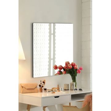 Oglinda decorativa, Mirrorland, Square, Oglindă indestructibilă cu obturator, Argintiu