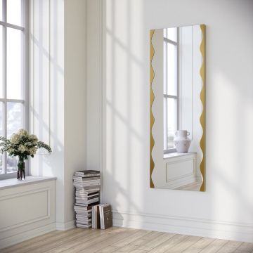 Oglinda decorativa, Neostill, Melodia, 50x140 cm, Metal, Auriu