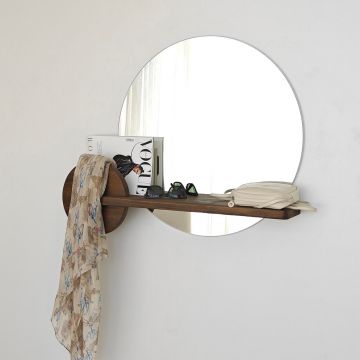Oglinda decorativa, Neostill, Points, 83x70 cm, Lemn masiv, Maro