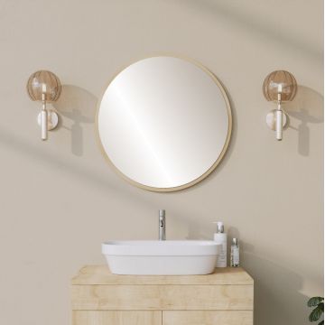 Oglinda decorativa, Neostill, Round, 60x60x1.2 cm, 100% CARTON DURO, Bej