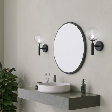 Oglinda decorativa, Neostill, Yuvarlak Mirror, 60x60x1.2 cm, MDF , Negru