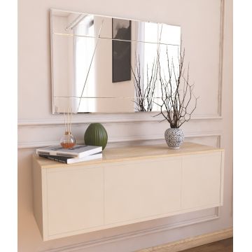 Oglinda decorativa, Siam, Akol, 50x75x2.2 cm, MDF , Alb