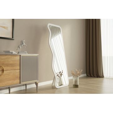 Oglinda decorativa, Siam, Asel, 50x160x2.2 cm, MDF , Alb