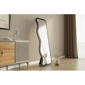 Oglinda decorativa, Siam, Asel, 50x160x2.2 cm, MDF , Negru