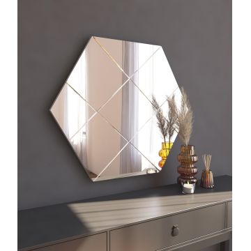 Oglinda decorativa, Siam, Assa, 70x60x2.2 cm, MDF , Alb