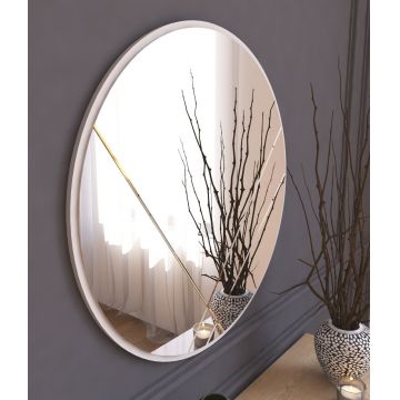 Oglinda decorativa, Siam, Iuydu, 60x60x2.2 cm, MDF , Alb