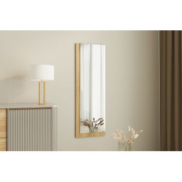 Oglinda decorativa, Siam, Lariya, 40x120x2.2 cm, MDF , Alb / Natural