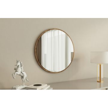 Oglinda decorativa, Siam, Ozze, 60x60x2.2 cm, MDF , Alb/Maro