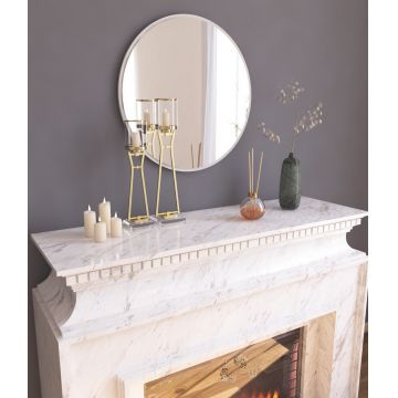 Oglinda decorativa, Siam, Ozze, 60x60x2.2 cm, MDF , Alb