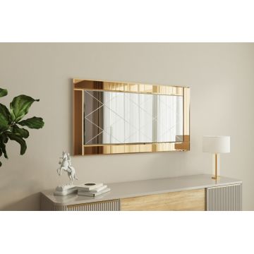 Oglinda decorativa, Siam, Pierre, 60x120x2.2 cm, MDF , Bronz / Alb