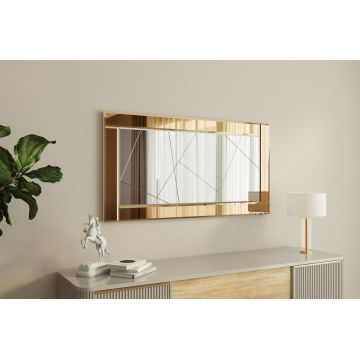 Oglinda decorativa, Siam, Pierre, 60x120x2.2 cm, MDF , Bronz / Alb