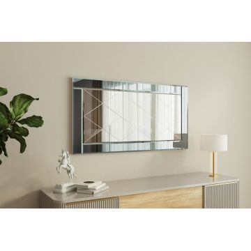 Oglinda decorativa, Siam, Pierre, 60x120x2.2 cm, MDF , Fume / Alb