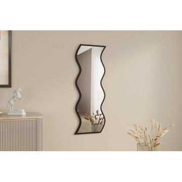 Oglinda decorativa, Siam, Safi, 40x120x2.2 cm, MDF , Alb/Negru