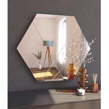 Oglinda decorativa, Siam, Saga, 70x60x2.2 cm, MDF , Alb
