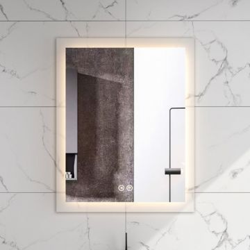 Oglinda Fluminia, Miro 60, dreptunghiulara, cu LED, 3 culori, dezaburire, 60 cm