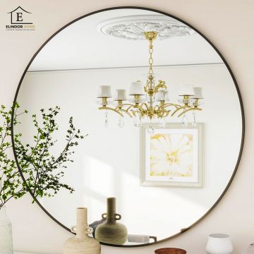 Oglinda Rotunda 50 cm Elindor® Rama Neagra, Decorativa, Moderna si Eleganta, Reflexie HD, Sticla fara Distorsiuni, Ideala pentru Dormitor, Living, Birou, Dressing, Hol - Default Title