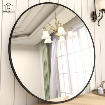 Oglinda Rotunda 70 cm Rama Neagra Elindor® Decorativa, Moderna si Eleganta, Reflexie HD, Sticla fara Distorsiuni, Ideala pentru Dormitor, Living, Birou, Dressing, Hol - Default Title