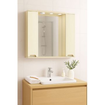 Oglinda seria 033, front MDF, crem, 80x71 cm